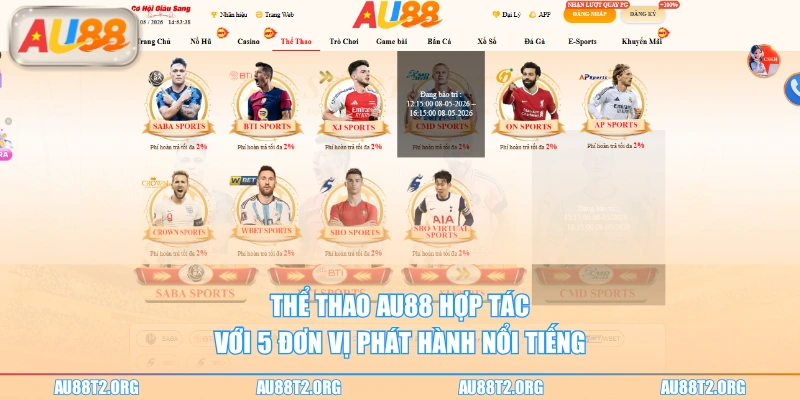Thể thao AU88 hợp tác với 5 đơn vị phát hành nổi tiếng